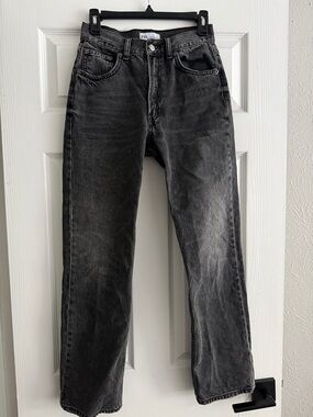 Zara Washed Black Straight Jeans